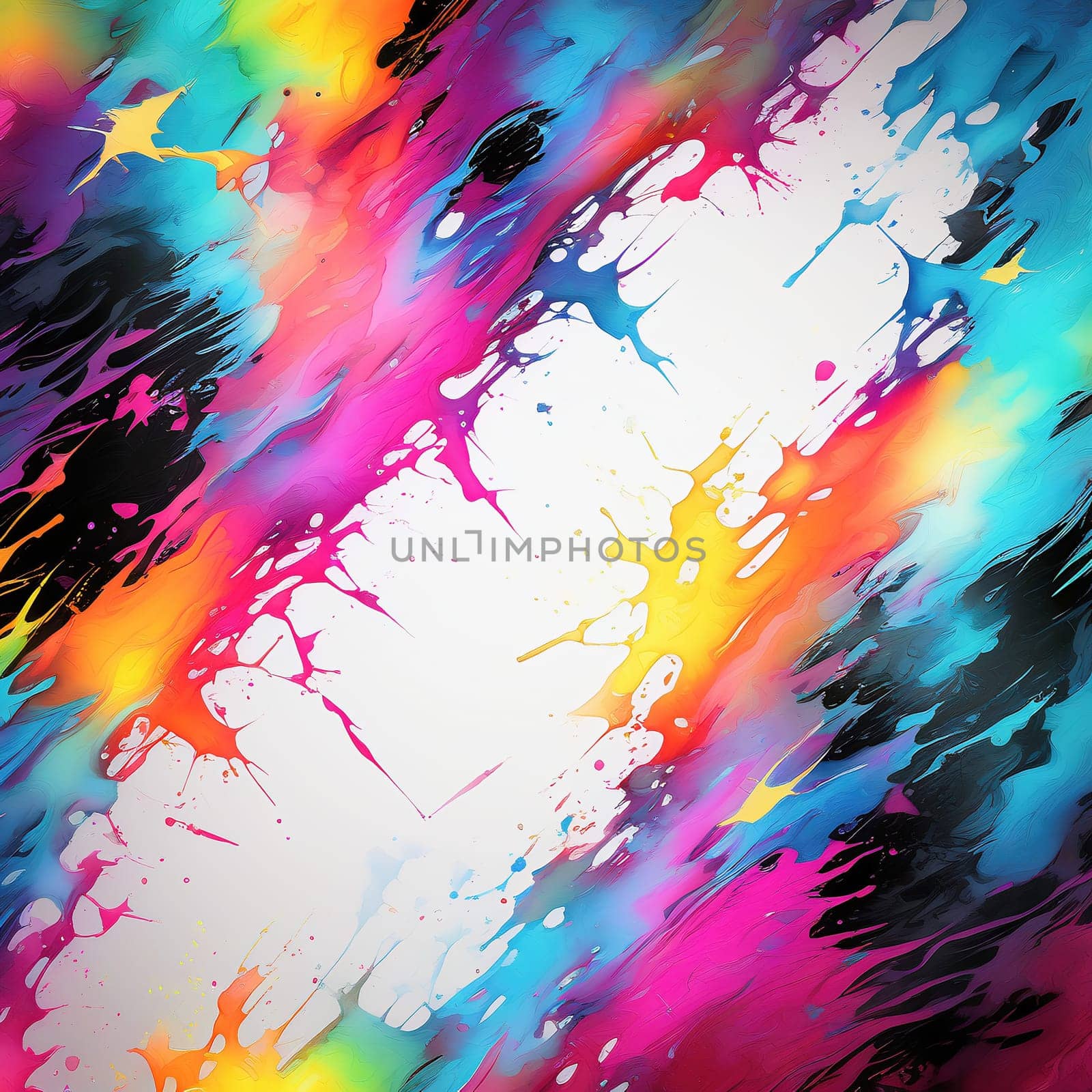 Washed-out watercolors as a background. Bright colors that run. Colorful splashes of color. AI generated image