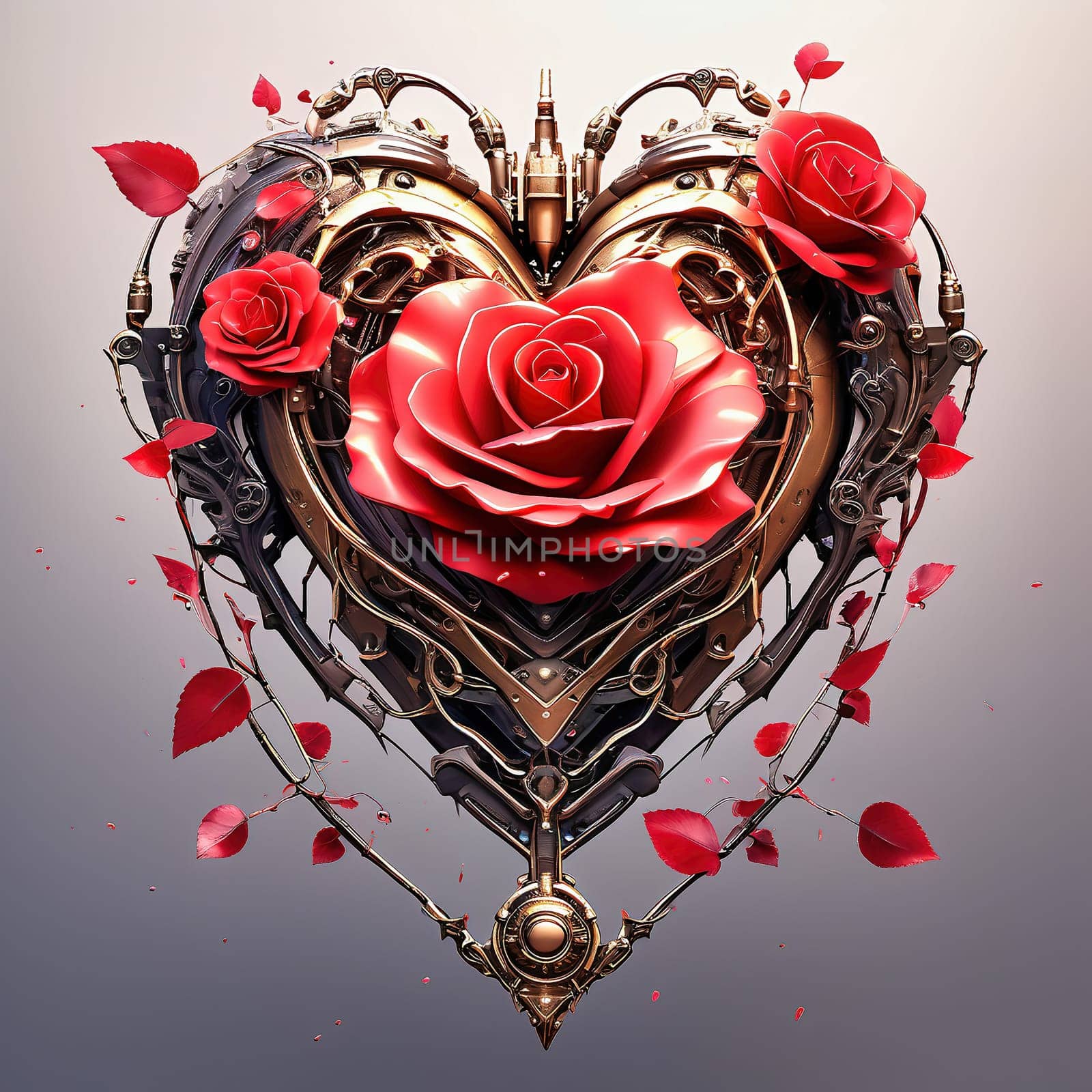 Heart and roses. Romantic AI generated image. Valentine's Day, wedding, engagement. Love in picture