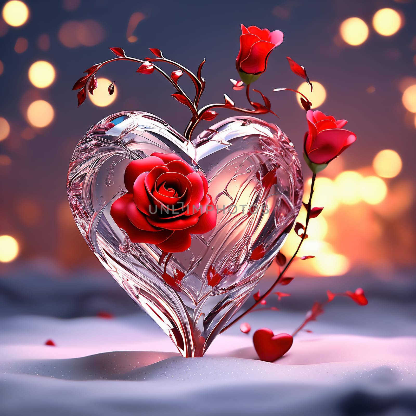 Heart and roses. Romantic AI generated image. Valentine's Day, wedding, engagement. Love in picture