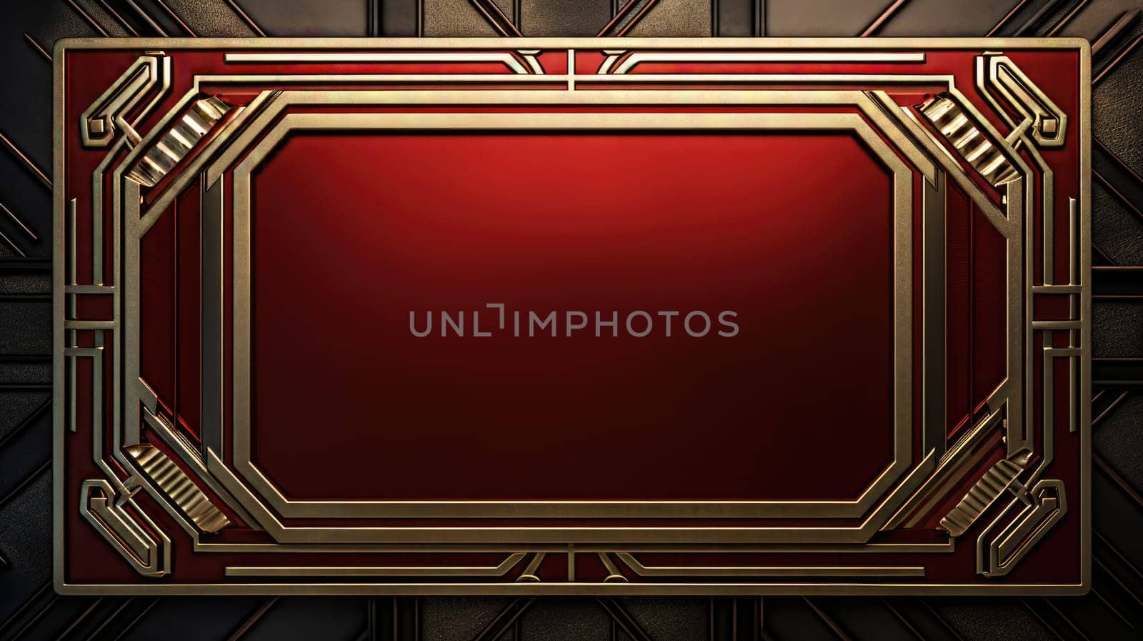 red art deco style blank space frame for sale or promotion, ai