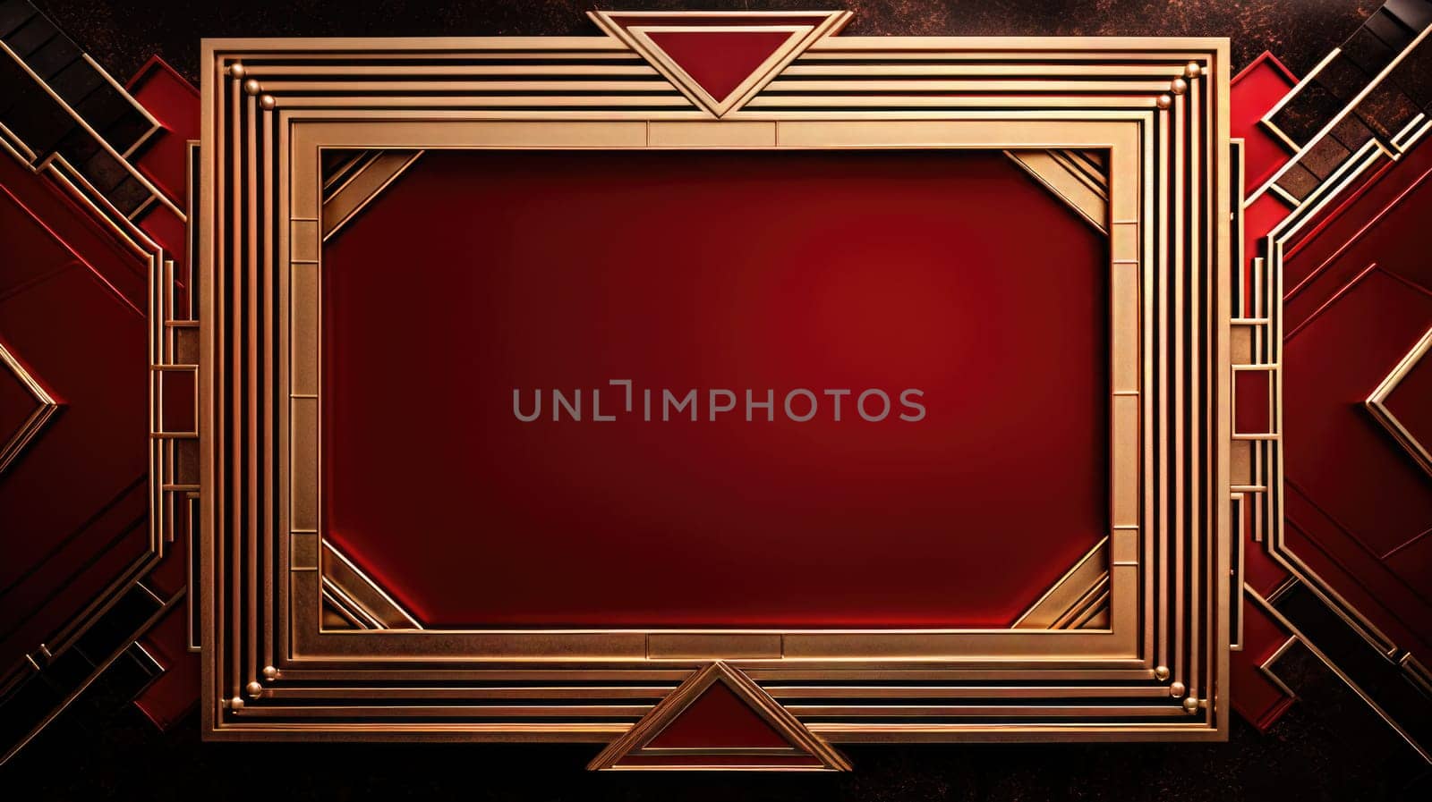 red art deco style blank space frame for sale or promotion, ai