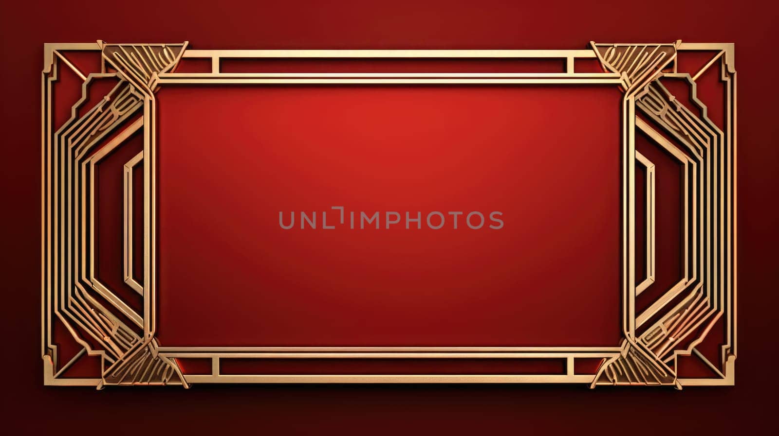 red art deco style blank space frame for sale or promotion, ai