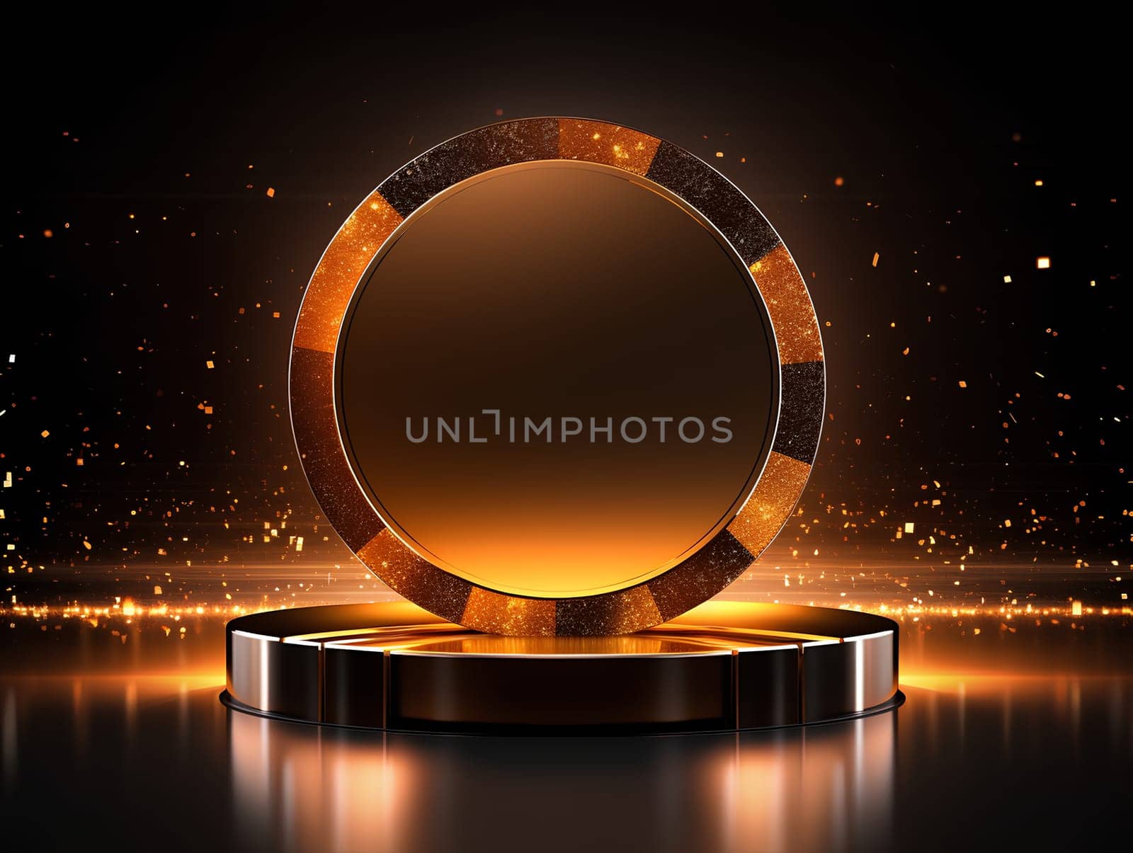 Illustration of a circular gold stage. Suitable for use in making logo or icon, designing website or printed materials, promotional products, social media. You can find many other ways by creativity.