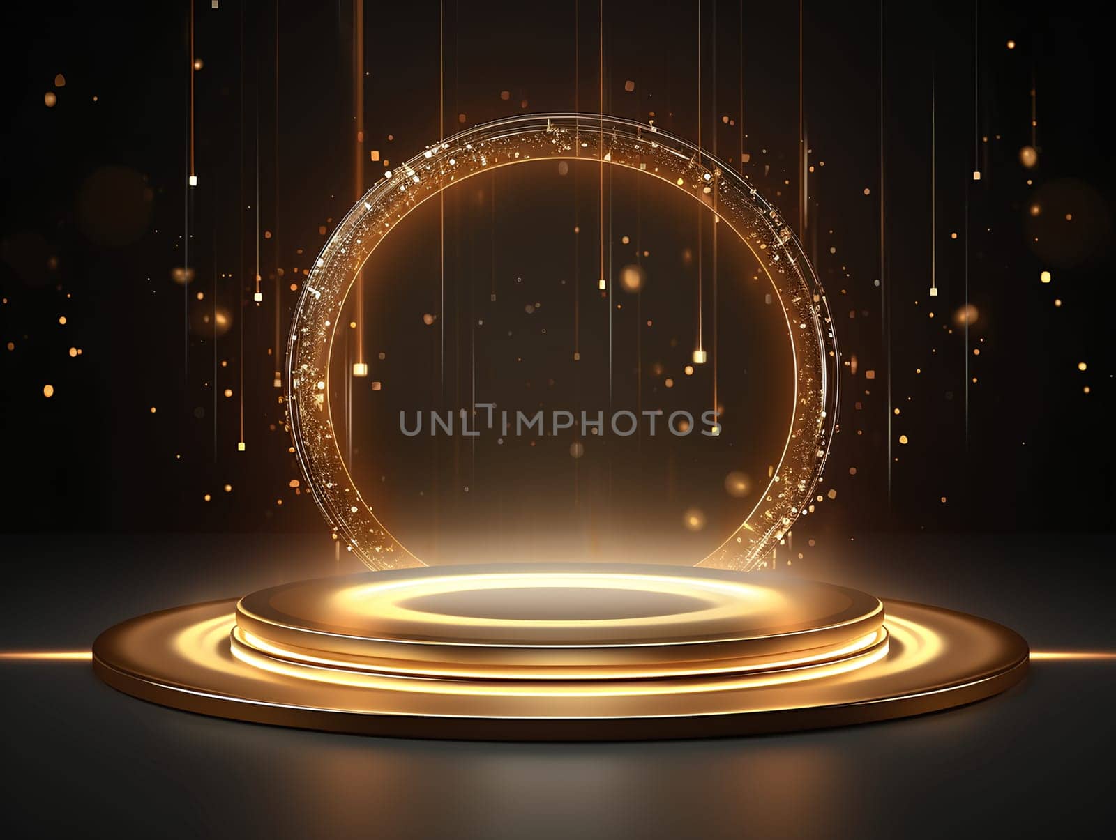 Illustration of a circular gold stage. Suitable for use in making logo or icon, designing website or printed materials, promotional products, social media. You can find many other ways by creativity.