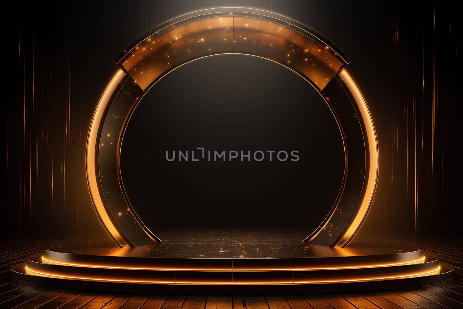Illustration of a circular gold stage. Suitable for use in making logo or icon, designing website or printed materials, promotional products, social media. You can find many other ways by creativity.