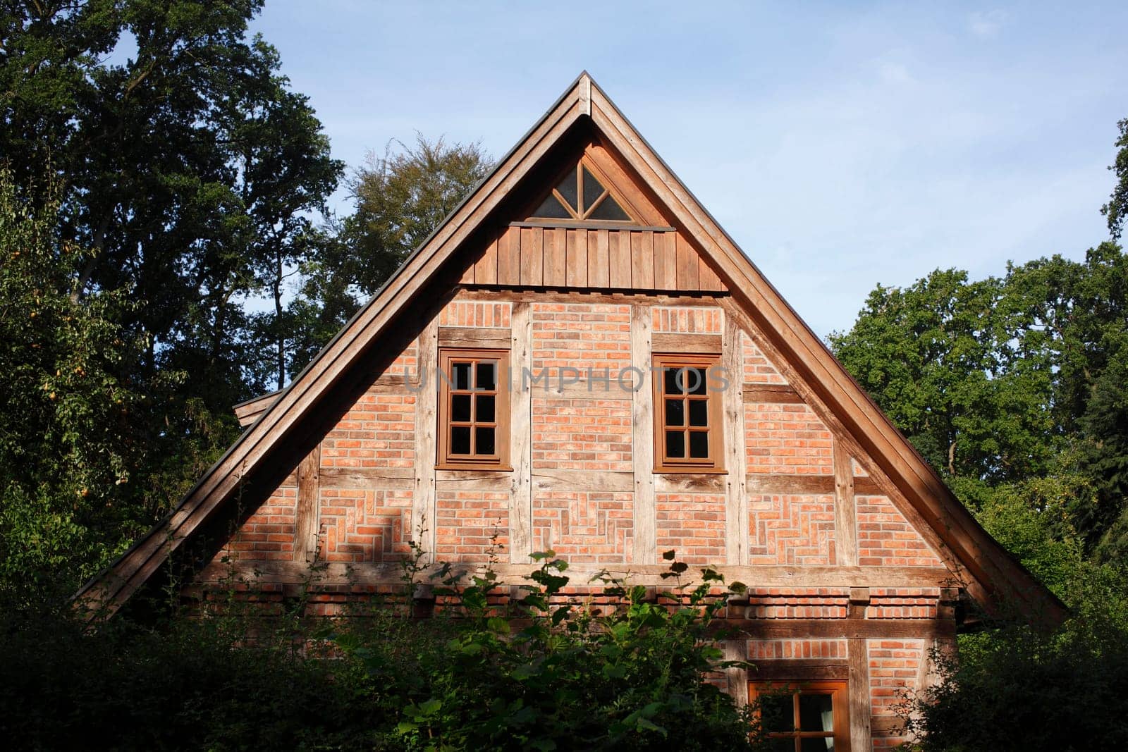 Residential building, half-timbered brick house, Worpswede, Lower Saxony, Germany
