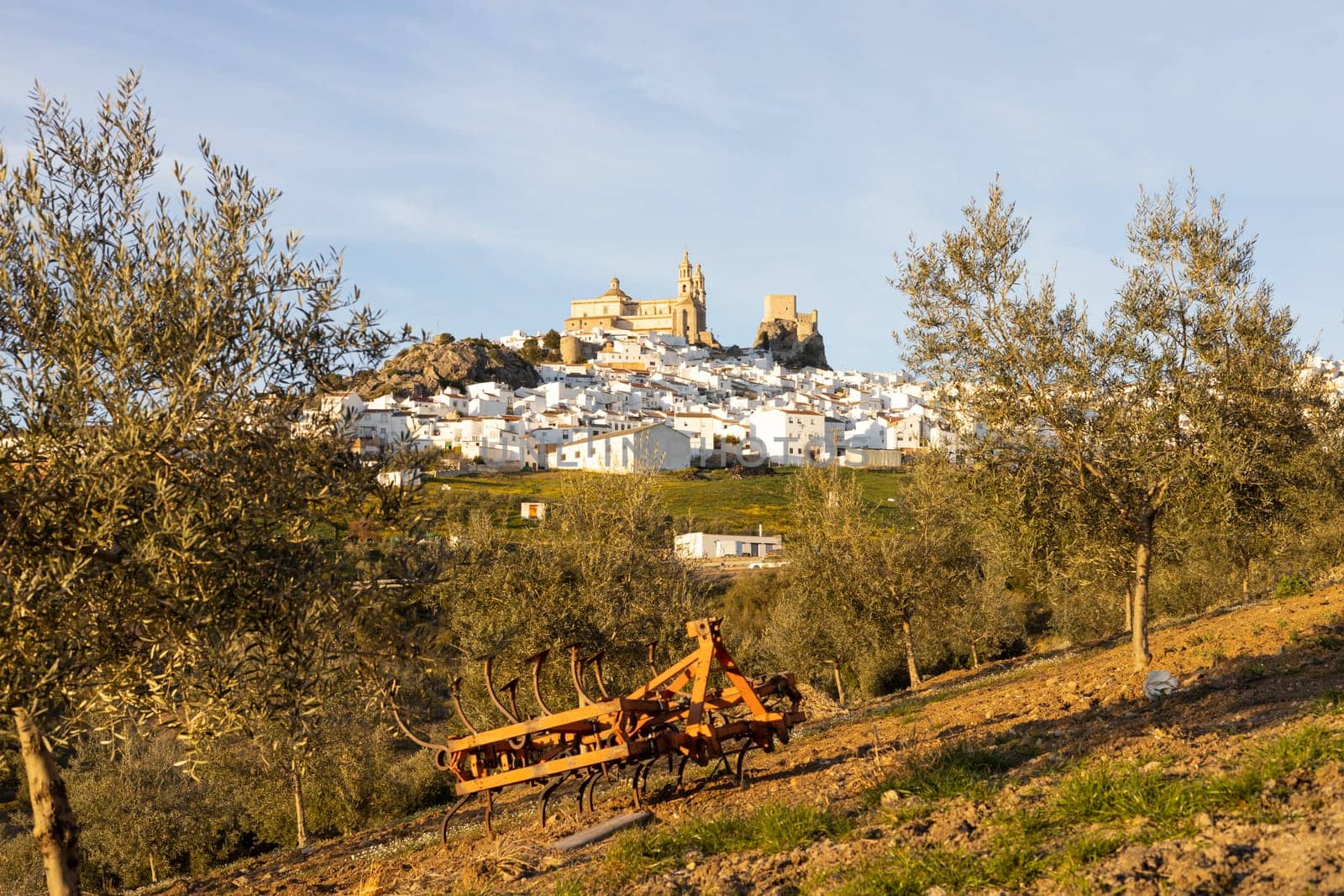 Panoramic of Olvera town, considered the gate of white towns route in the province of Cadiz, Spain.