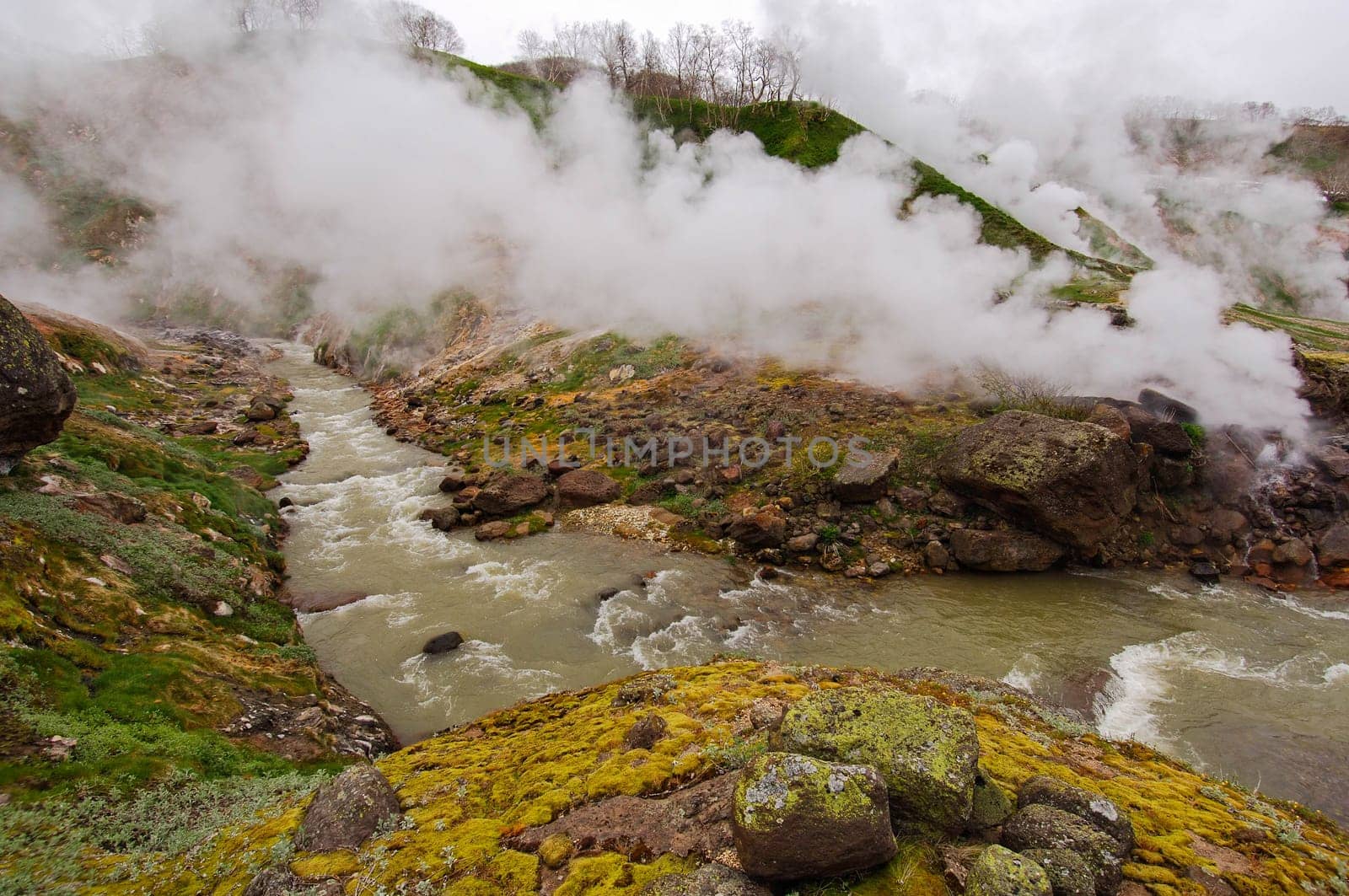 Nature of Kamchatka. Landscapes and magnificent views of the Kamchatka Peninsula. The nature of Kamchatka, a burnt volcano, an area near a volcano.