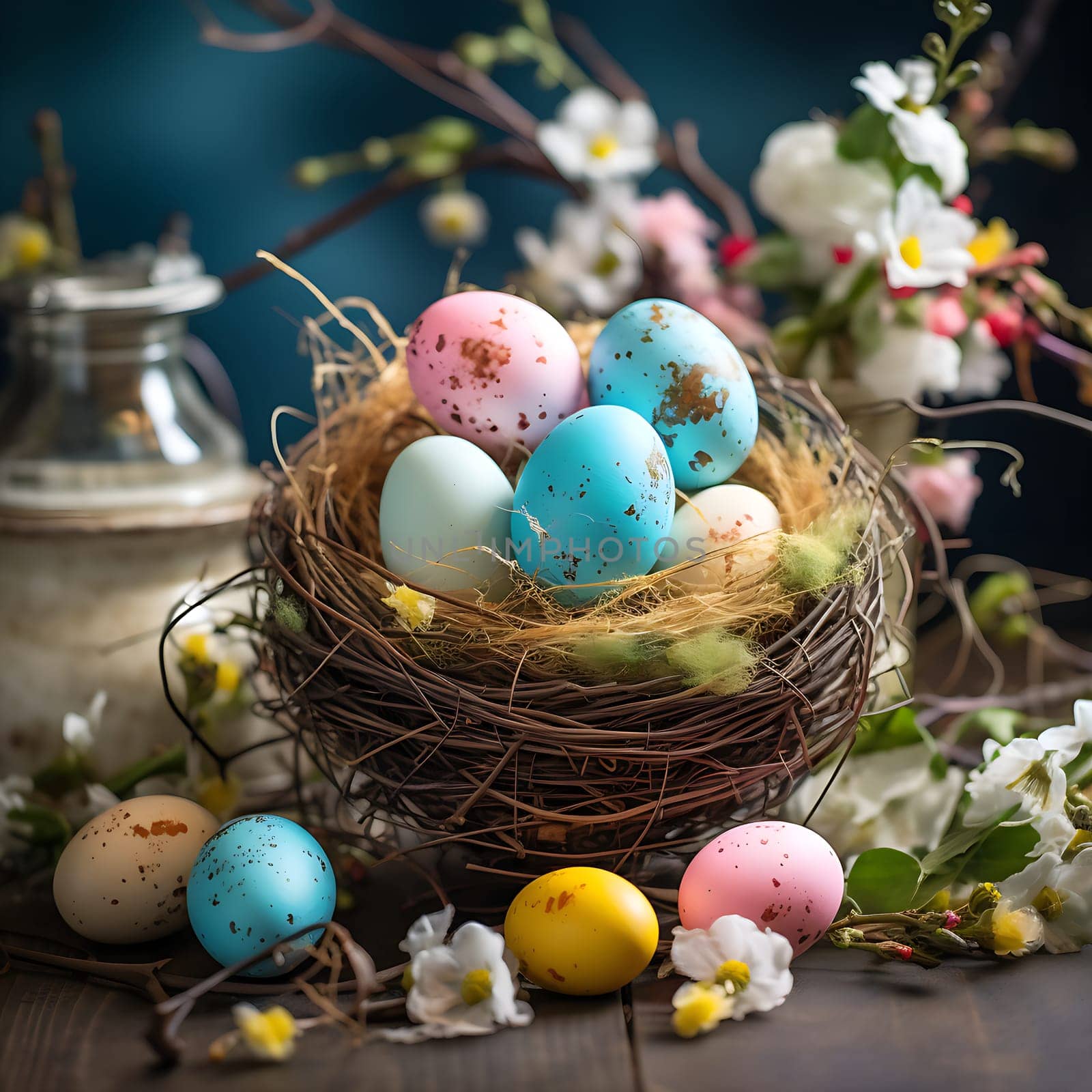 Photo of a beautiful Easter decoration generated by artificial intelligence