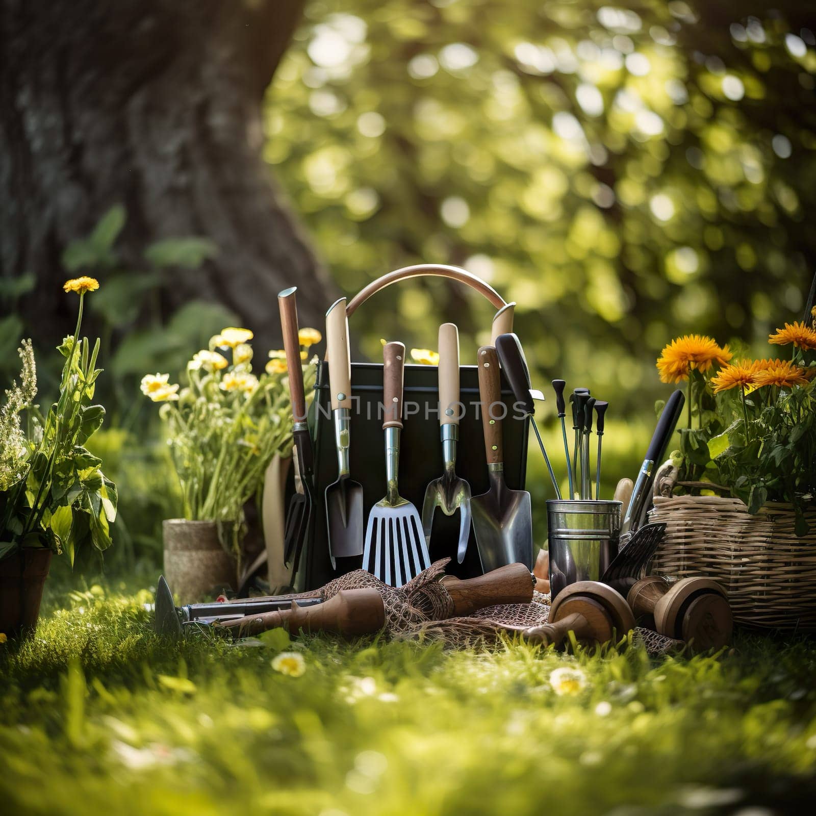 Various tools for gardening generated by artificial intelligence