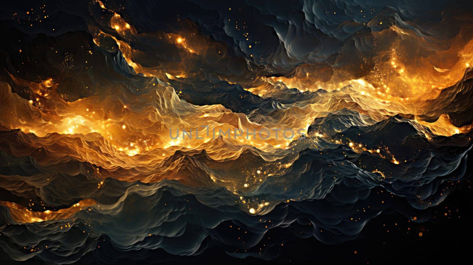 dark sea black ocean and gold abstract wallpaper, ai