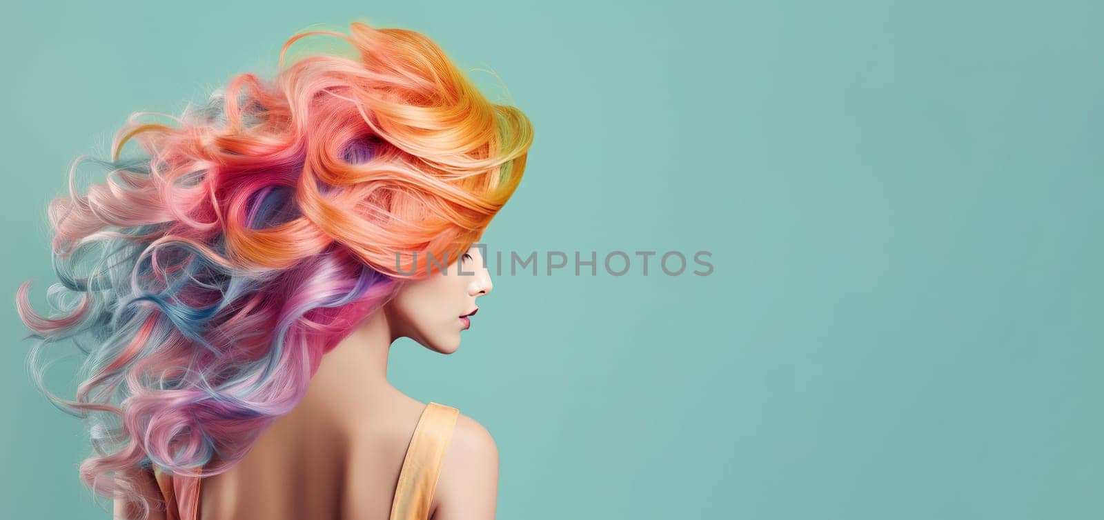 Distinctive Hair coloring colorful. Girl style. Generate Ai