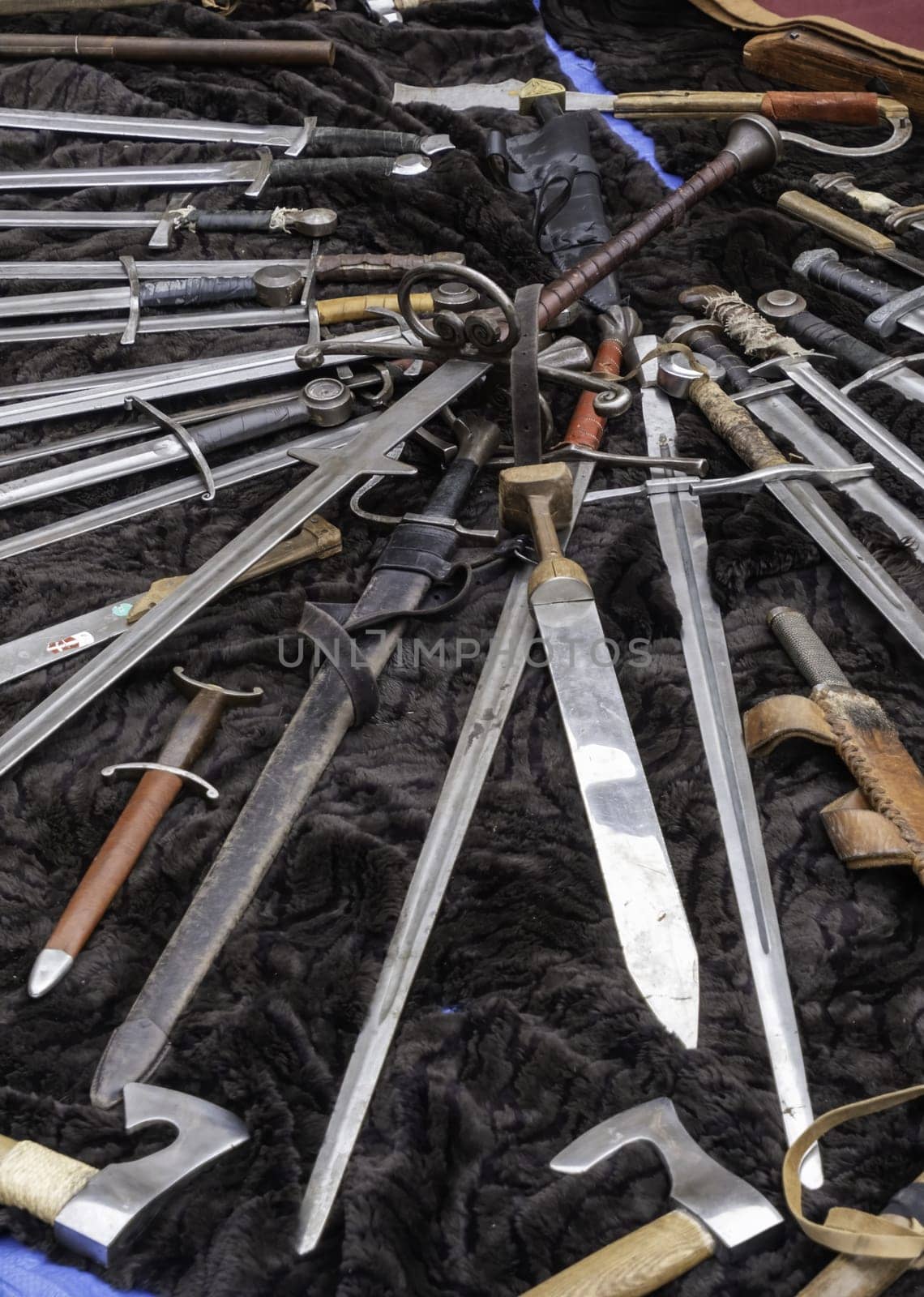 Detail of old medieval weapons of war and death