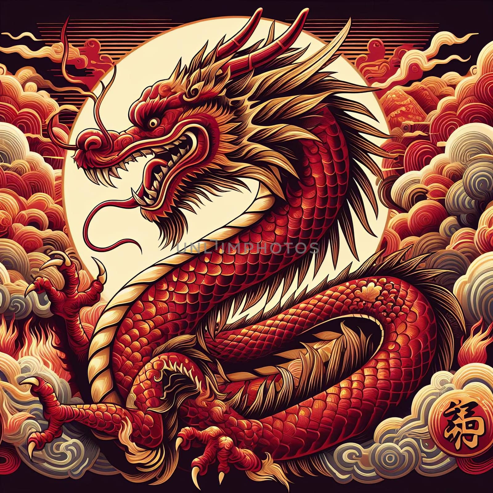 Year of the Dragon, Chinese New Year Festival, New Year Celebration. Generative AI.