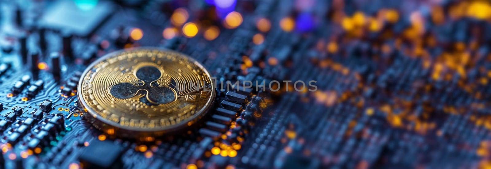 the ripple-xrp virtual currency logo. 3d illustrations. Bitcoin and cryptocurrency investing concept. Cryptocurrency golden coin with gold ripple symbol. Rise and fall charts of alt coins. Technology