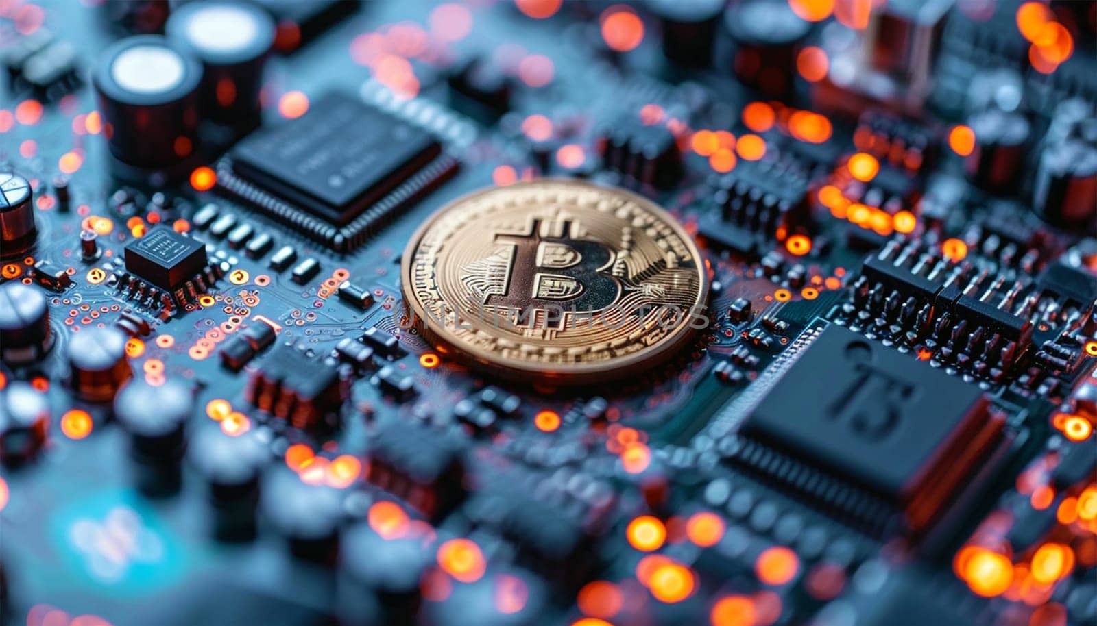 Bitcoin and cryptocurrency investing concept with graph. Bitcoin cryptocurrency coins. Trading on the cryptocurrency exchange. Trends in bitcoin exchange rates. Rise and fall chart of bitcoin. Digital technology design Copy space