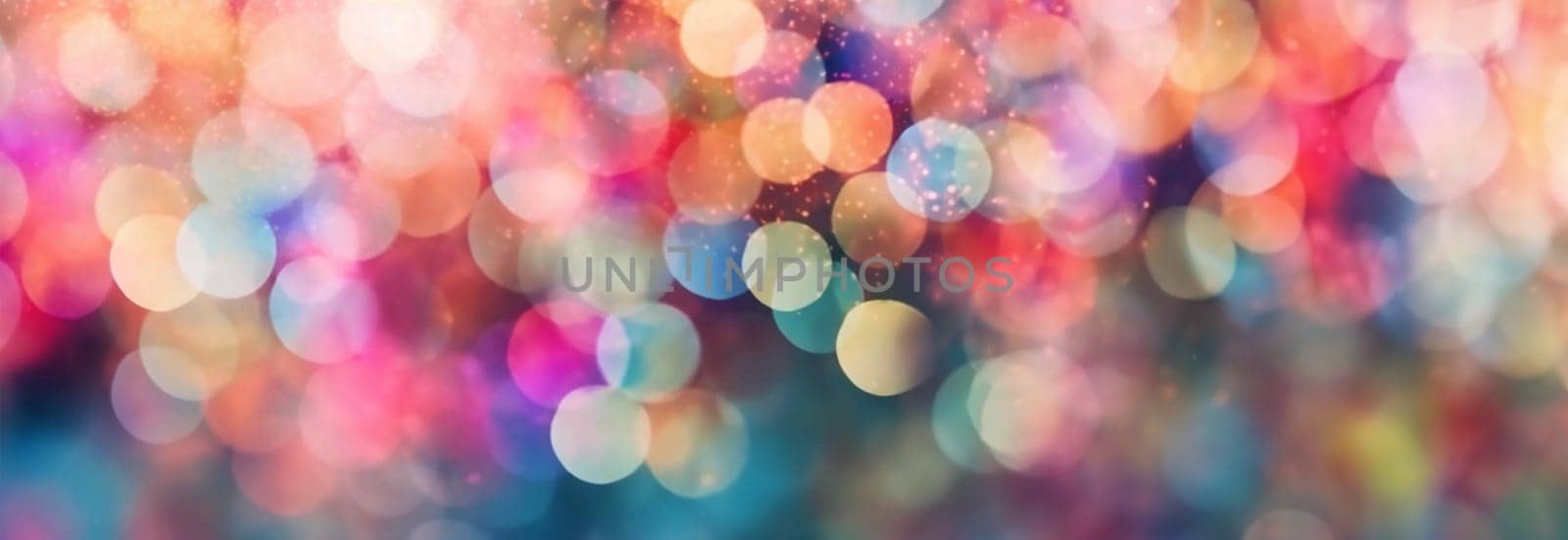 Defocused abstract bokeh background pastel colored, flare from lights, blurred round bokeh as holiday fon, celebration wallpaper. Glittering aesthetic textured pattern Purple,pink neon lights