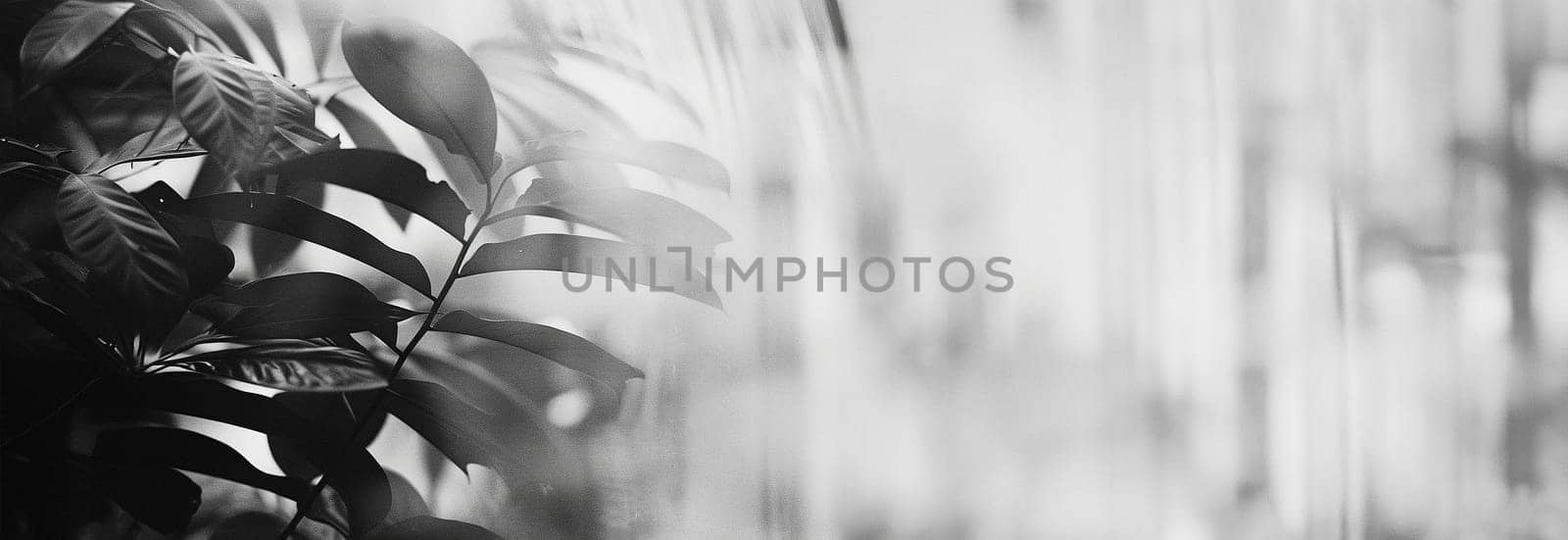 Tropical leaves monochrome effect. Background with dark tropical leaves, fresh flat background. Flat lay. Jungle nature concept artistic copy space