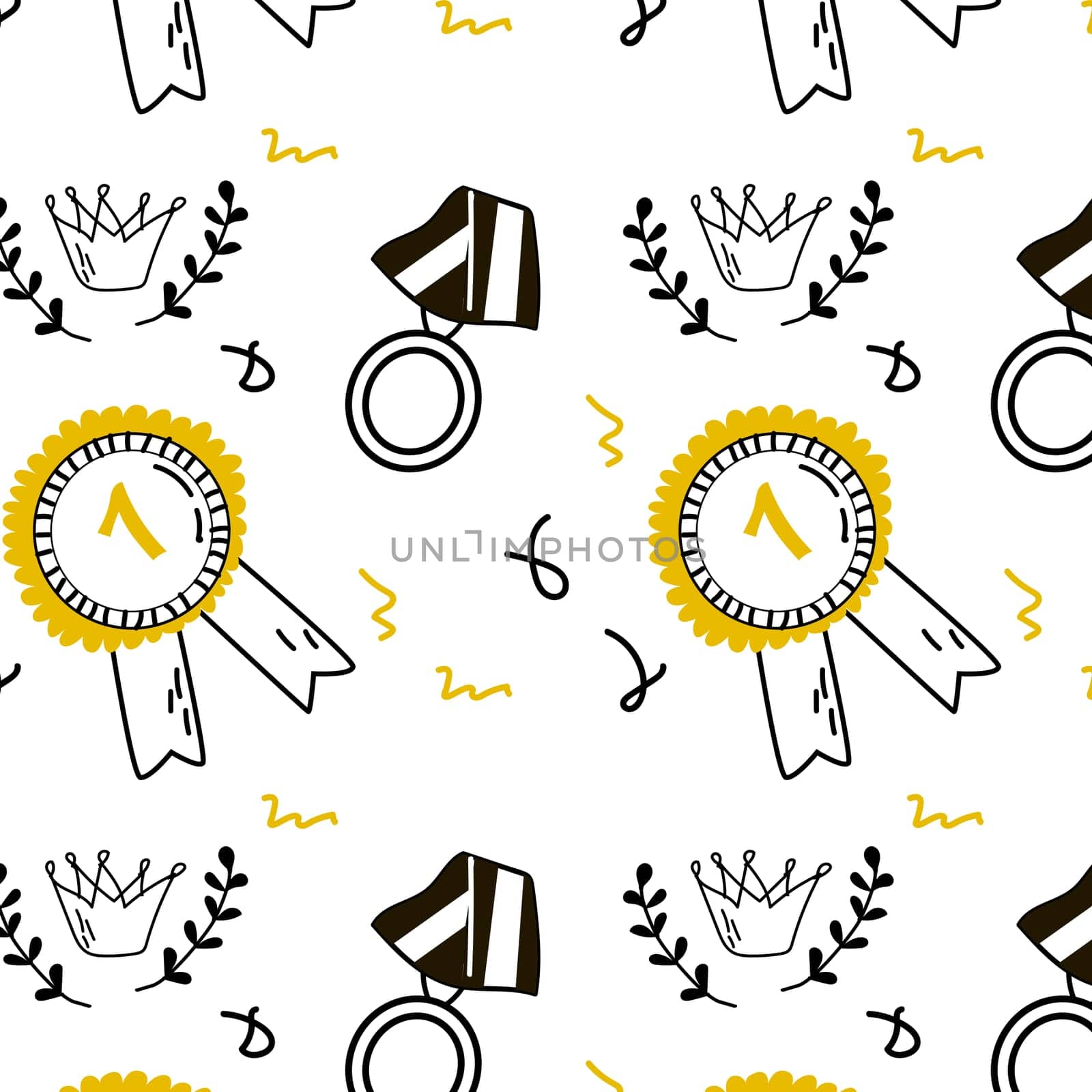 Medal and ribbons Doodle background. Vector illustration can used for covers, wallpapers, decoration.
