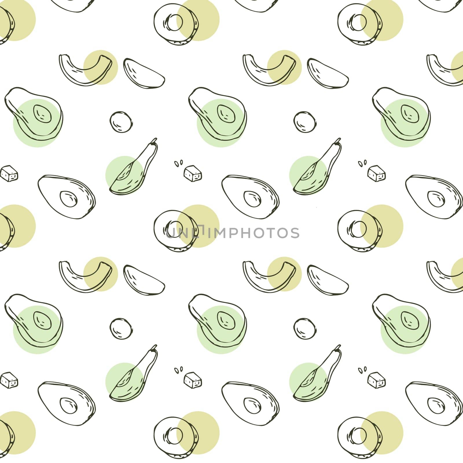 Outline Hand drawn avocado fruit background . Vector illustration can used for wrapping, cover design, textile, print.