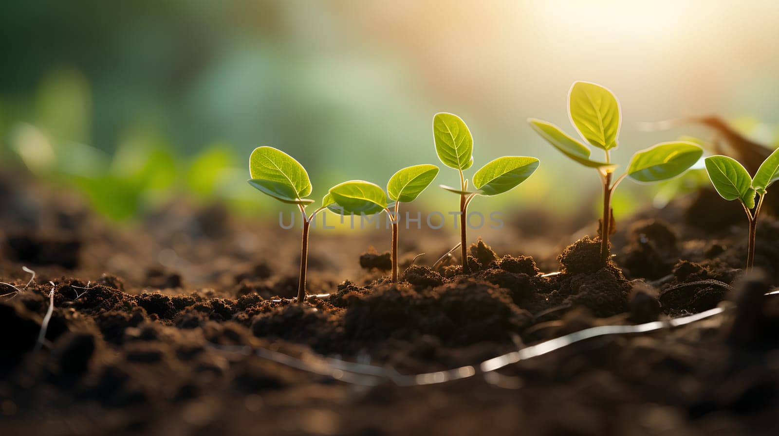 Close-up photo of seedlings at surface level represent new beginnings, life force, abundance and sustainability. It can be used in advertising, communication, education or decoration up to creativity.