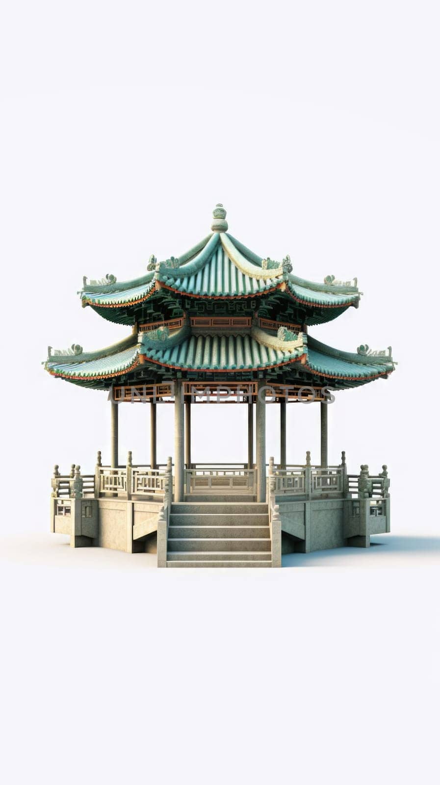 chinese style jade green gazebo pagoda, ai