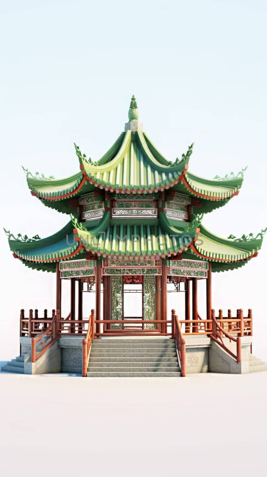chinese style jade green gazebo pagoda, ai