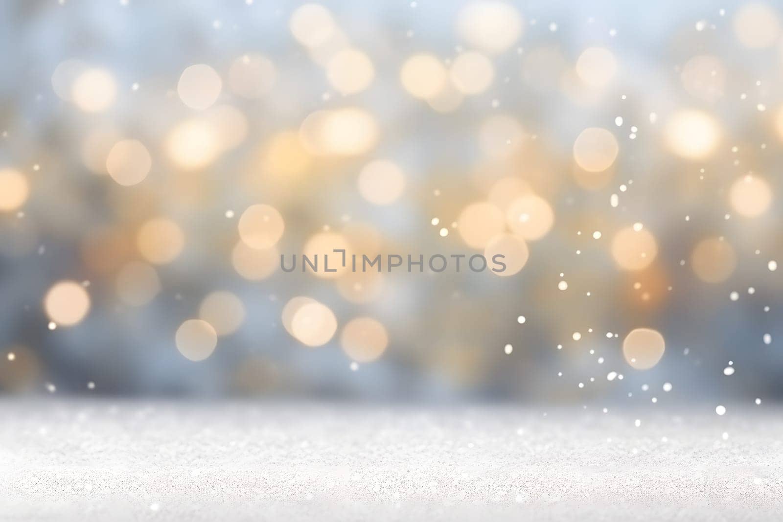 abstract bright snowy winter background with bokeh, neural network generated image. Not based on any actual scene or pattern.