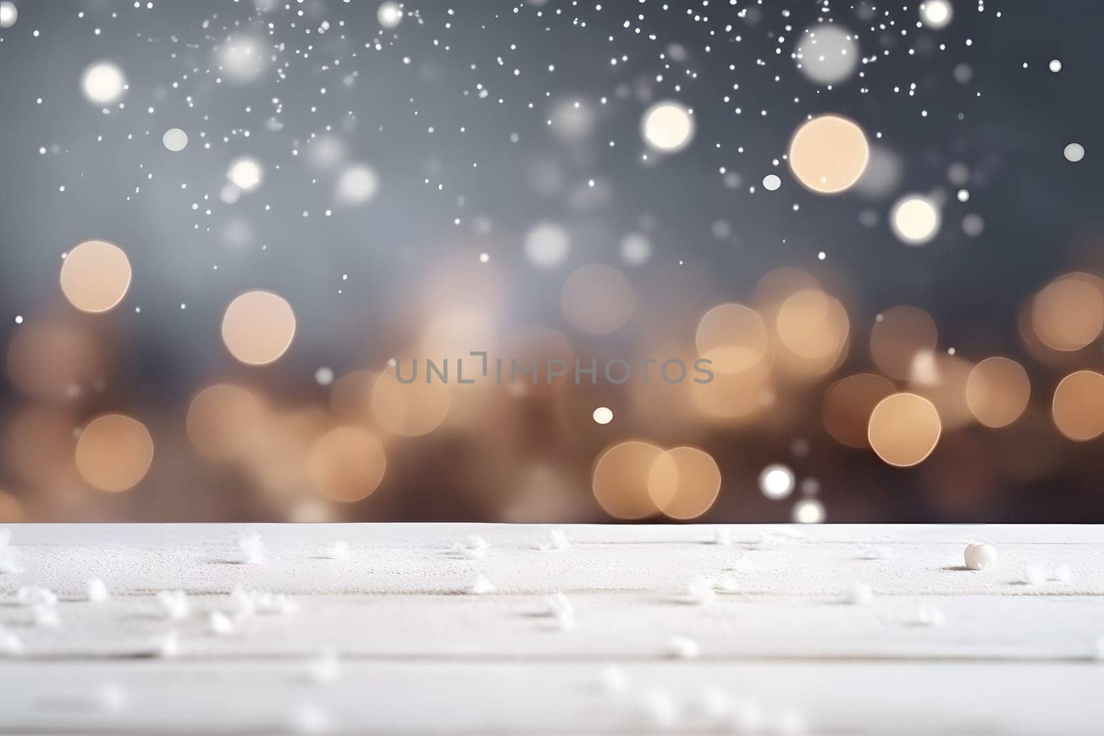 abstract bright snowy winter background with bokeh, neural network generated image. Not based on any actual scene or pattern.