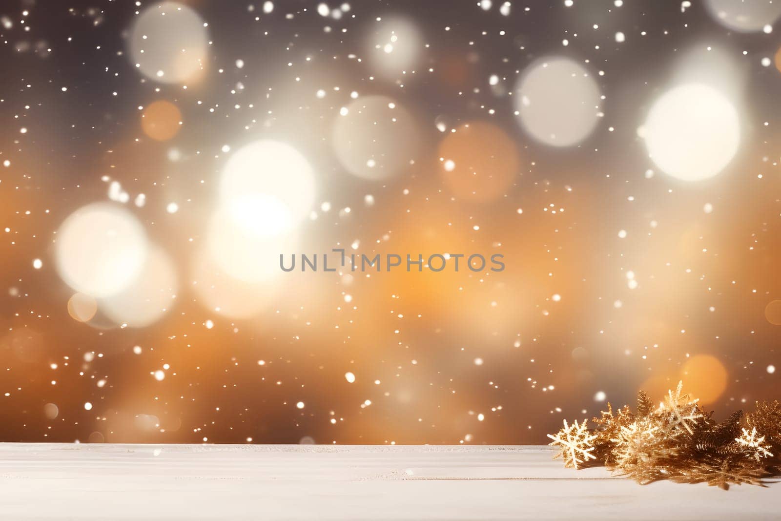 abstract bright snowy winter background with bokeh, neural network generated image. Not based on any actual scene or pattern.