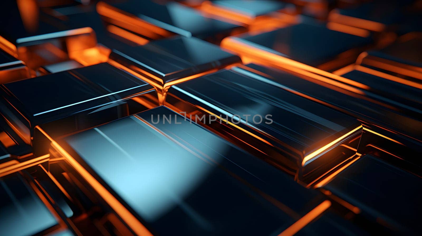 Black and orange colored glass tiles for abstract background and wallpaper. Neural network generated image. Not based on any actual person or scene.