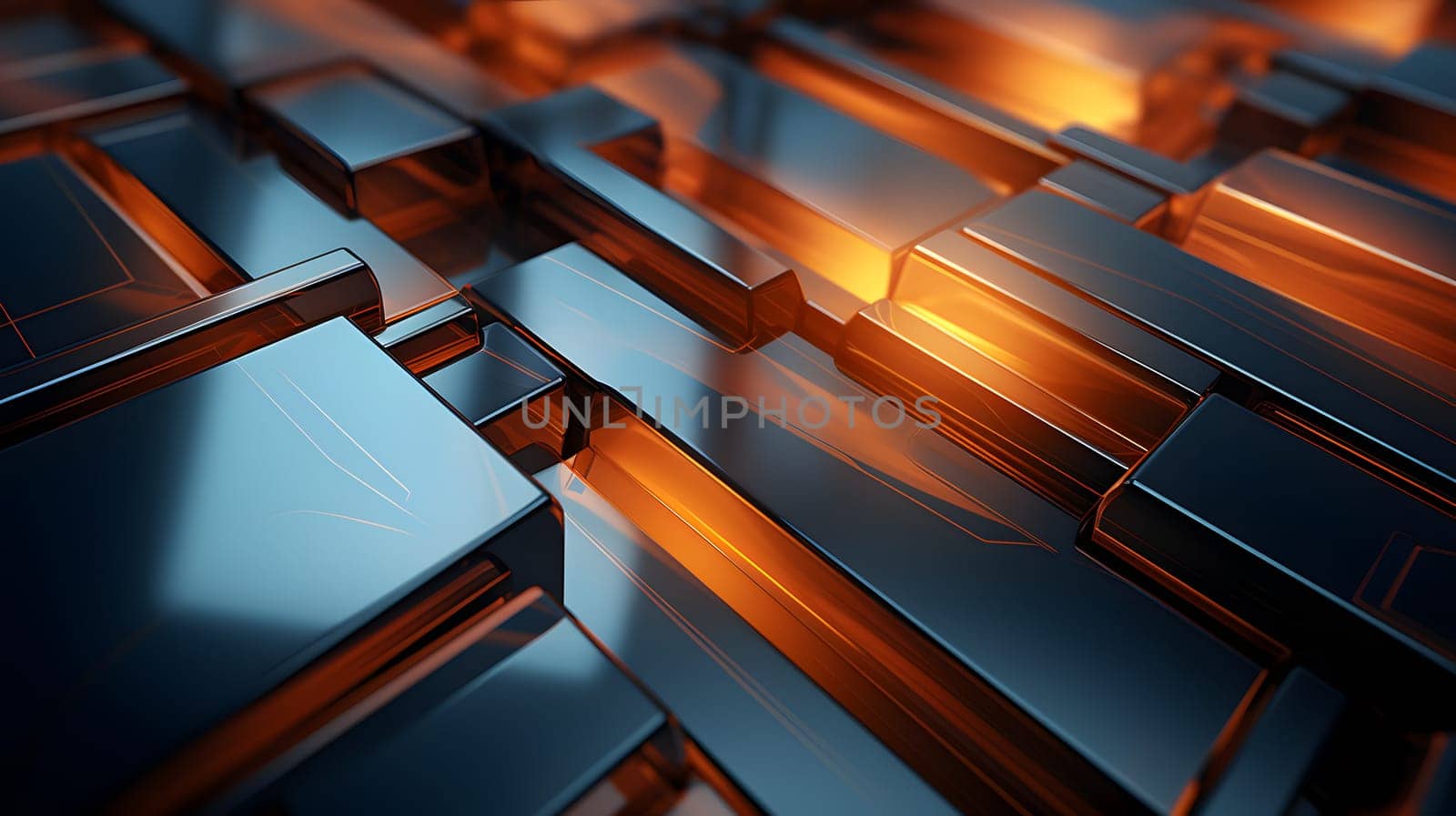 Black and orange colored glass tiles for abstract background and wallpaper. Neural network generated image. Not based on any actual person or scene.