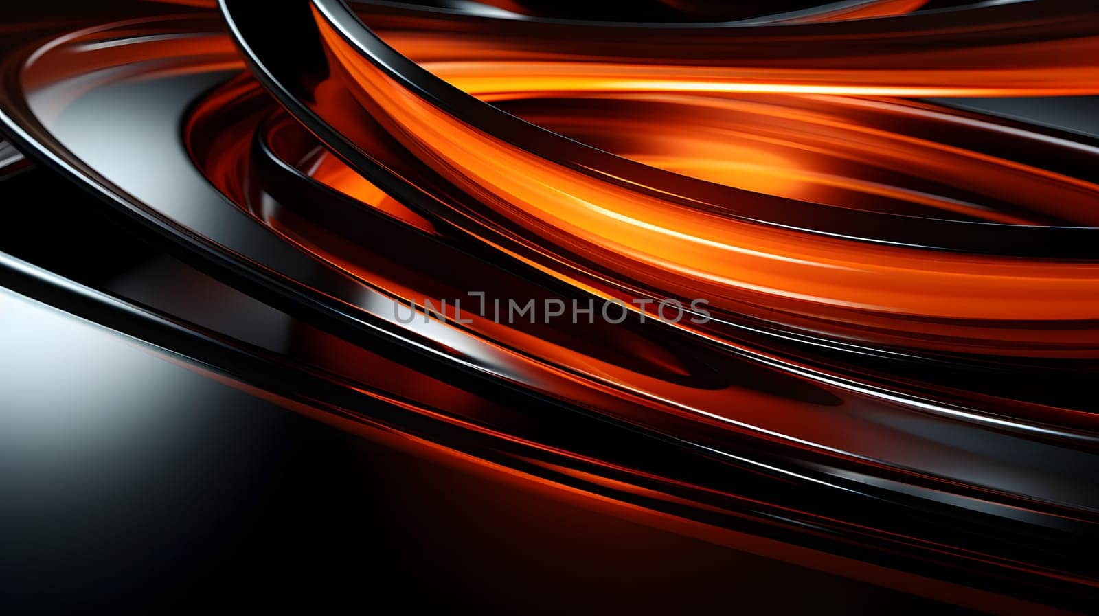 Abstract background of dark amber and black clean liquid forms. Neural network generated image. Not based on any actual pattern or scene.