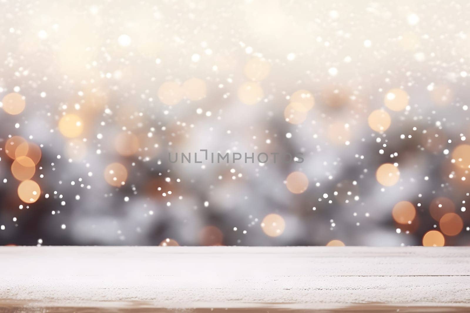abstract bright snowy winter background with bokeh, neural network generated image. Not based on any actual scene or pattern.