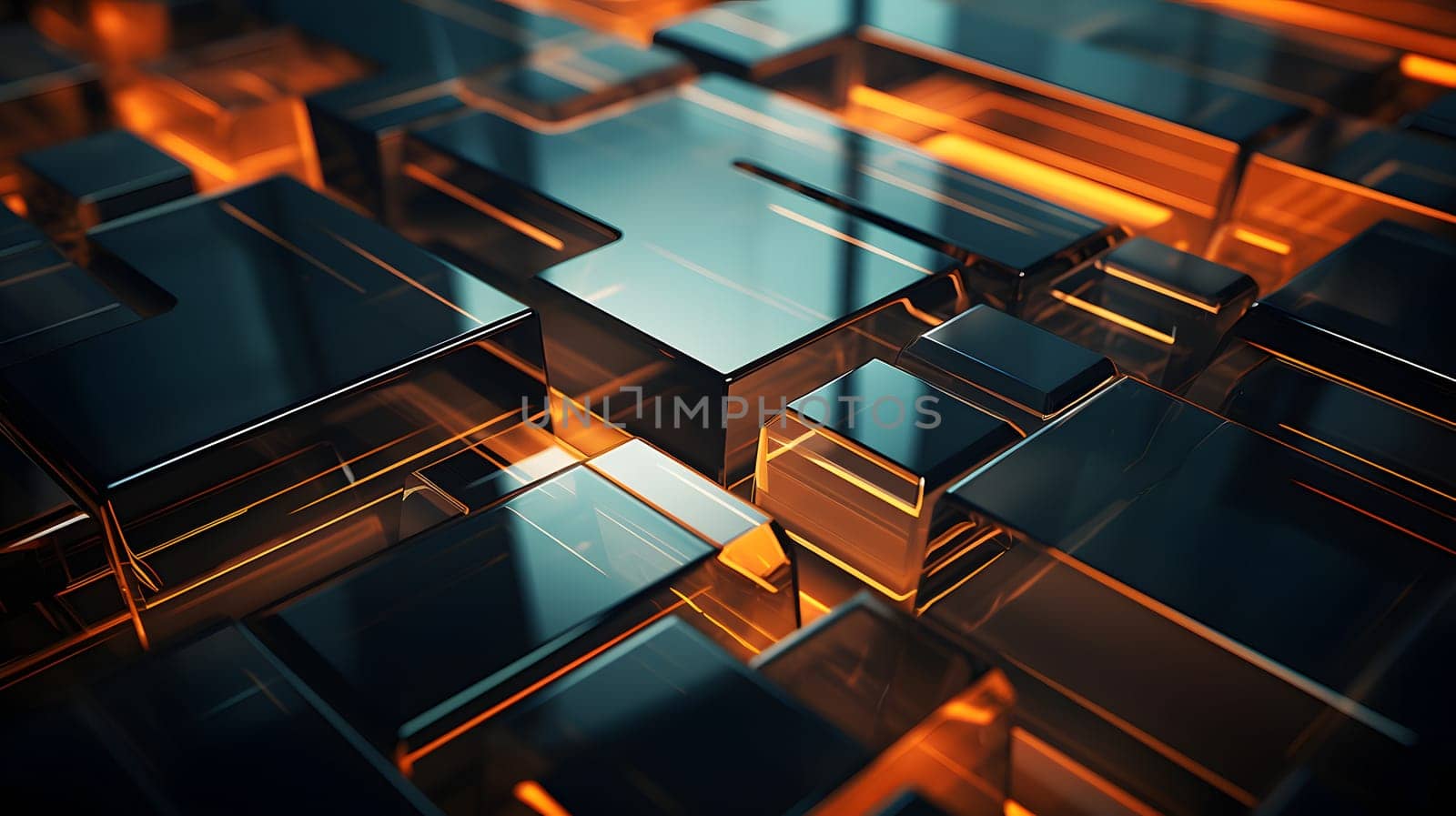 Black and orange colored glass tiles for abstract background and wallpaper. Neural network generated image. Not based on any actual person or scene.