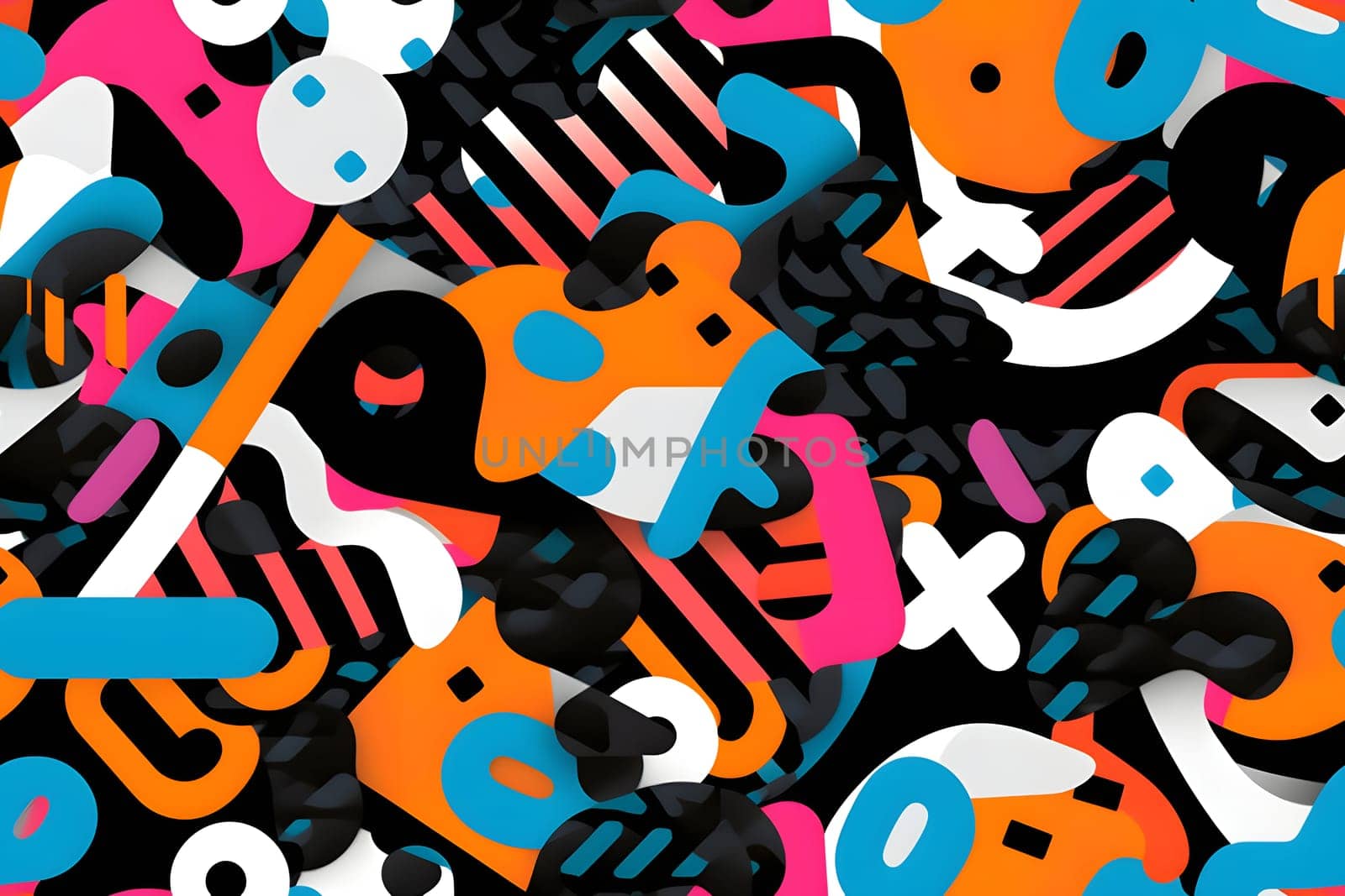 A cool seamless abstract doodle pattern inspired by 00s. Neural network generated in May 2023. Not based on any actual scene or pattern.