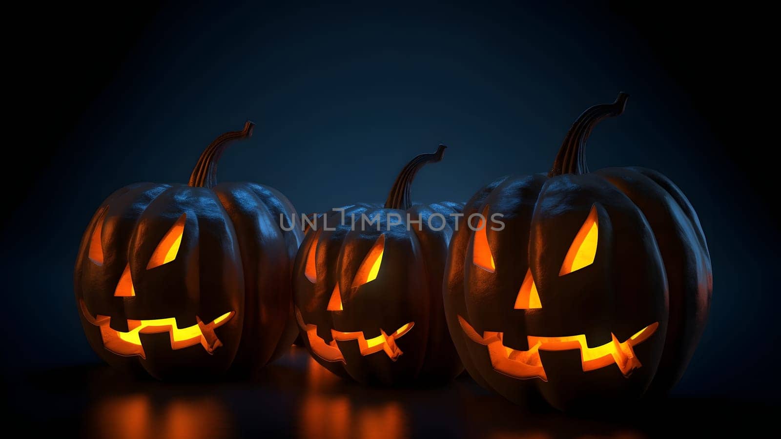 Halloween Night Mystery Graveyard with large orange moon of sun in the sky. Neural network generated in May 2023. Not based on any actual person, scene or pattern.
