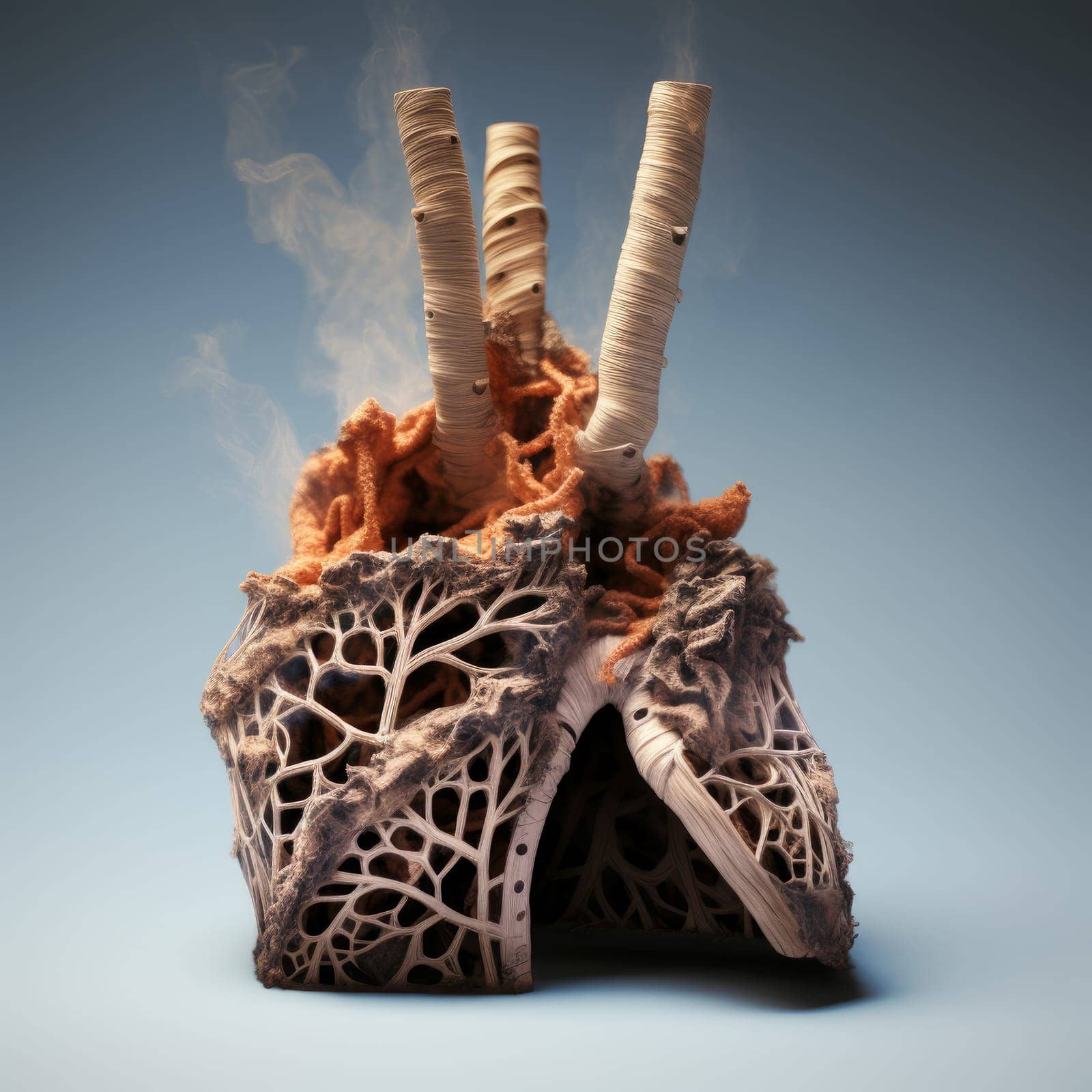 Scarred Lungs after smoking. Cigarette toxic. Generate Ai