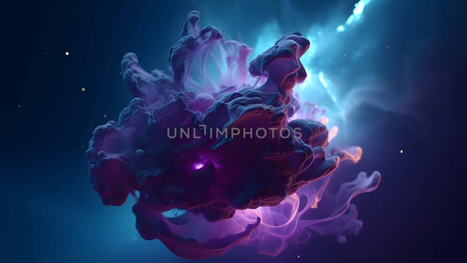 abstract purple cloud of smoke on dark background. Neural network generated in May 2023. Not based on any actual scene or pattern.