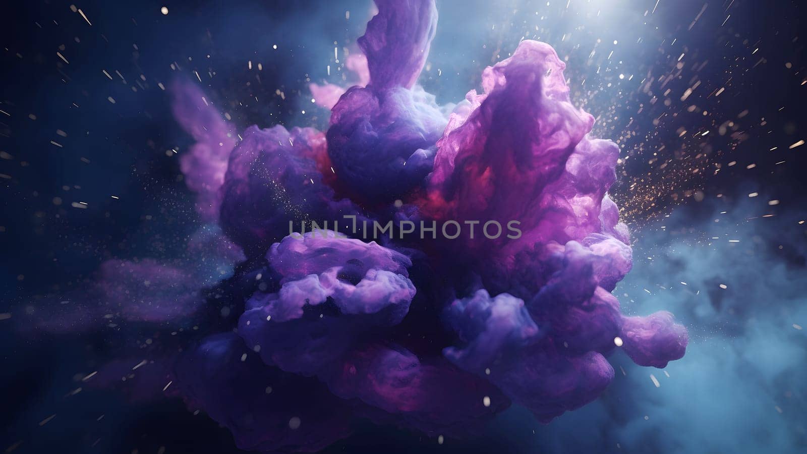 abstract purple cloud of smoke on dark background. Neural network generated in May 2023. Not based on any actual scene or pattern.