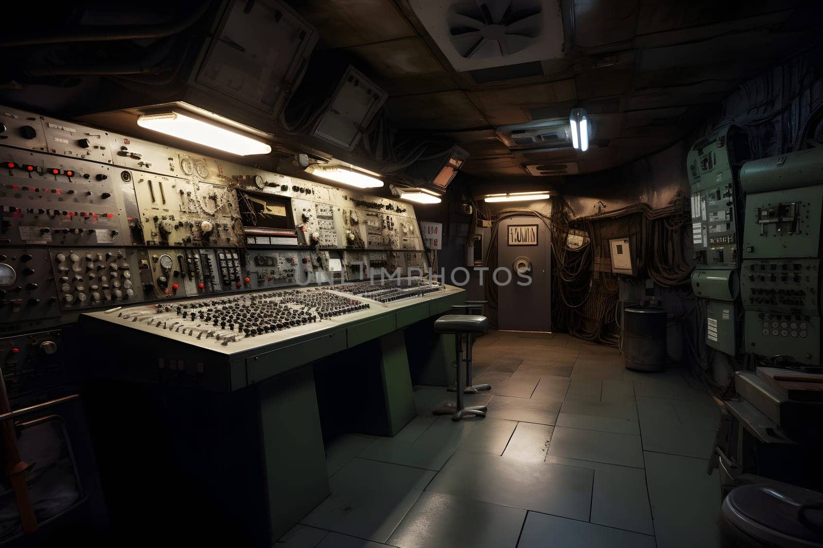 abandoned old unerground research laboratory. Neural network generated in May 2023. Not based on any actual scene or pattern.