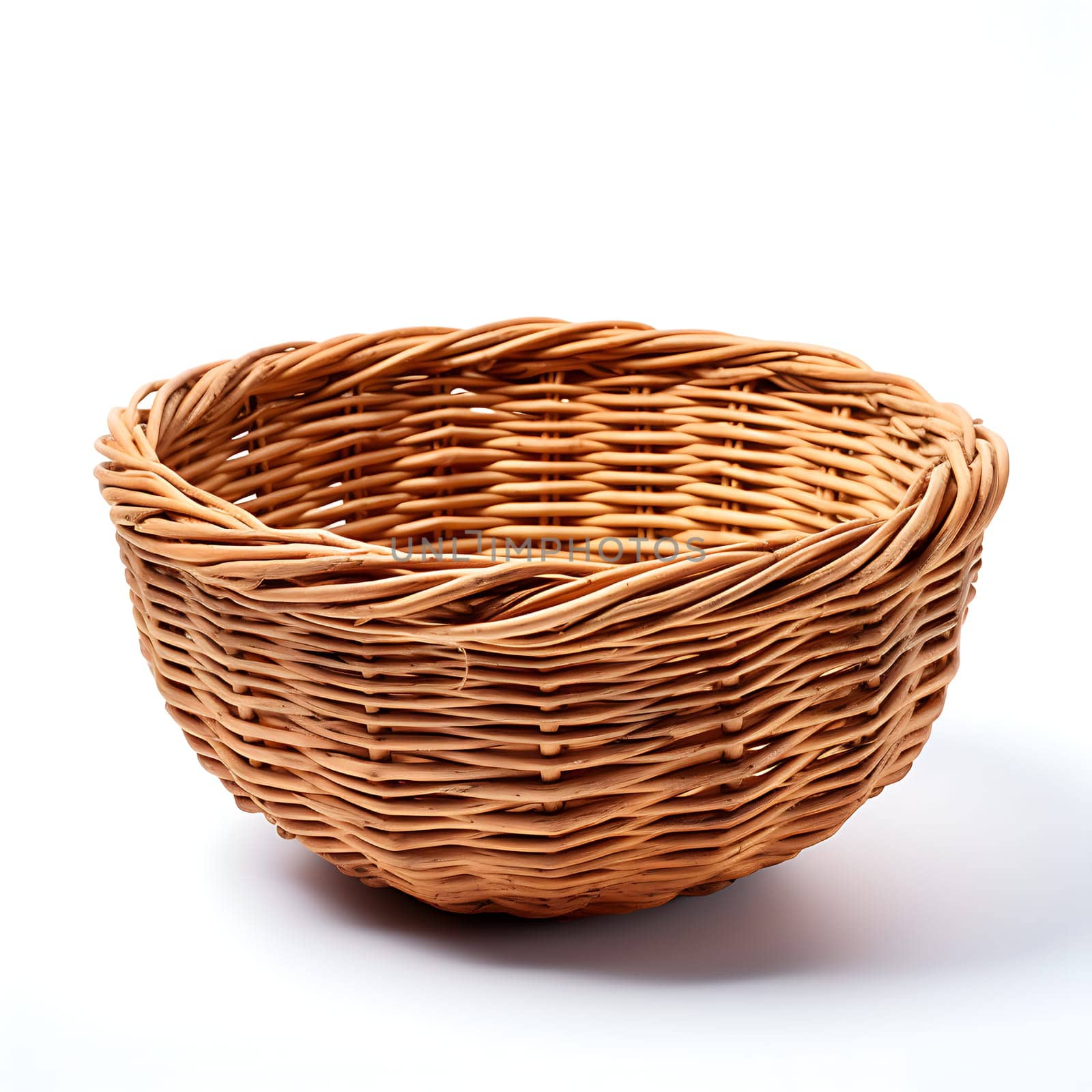 An empty basket on a white background generated by artificial intelligence