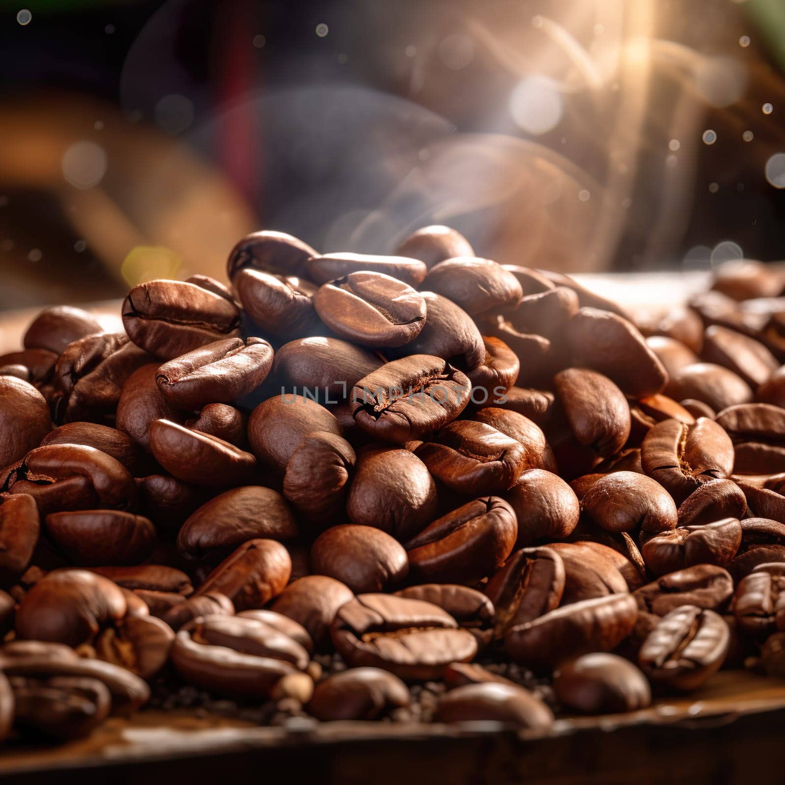 Close-up of coffee beans generated by artificial intelligence