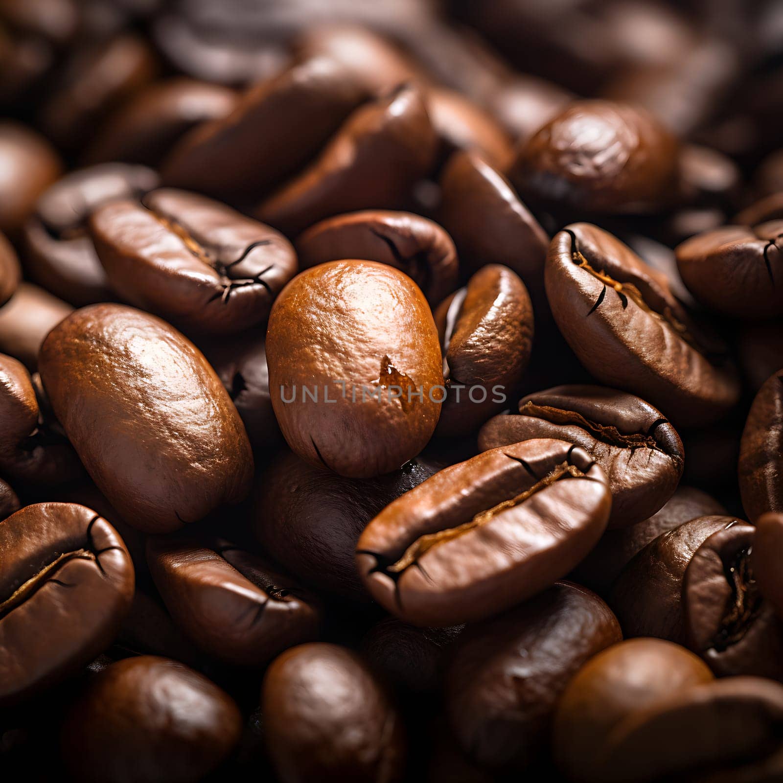 Close-up of coffee beans generated by artificial intelligence