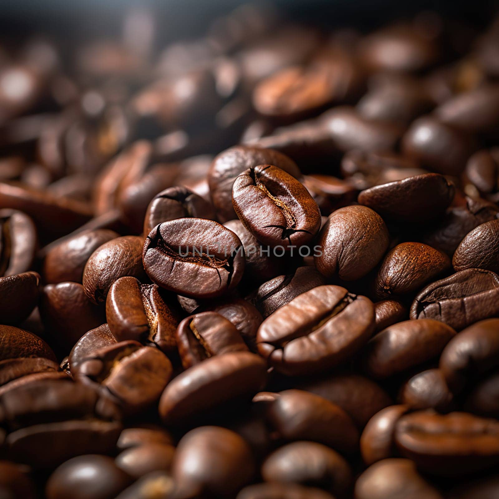 Close-up of coffee beans generated by artificial intelligence