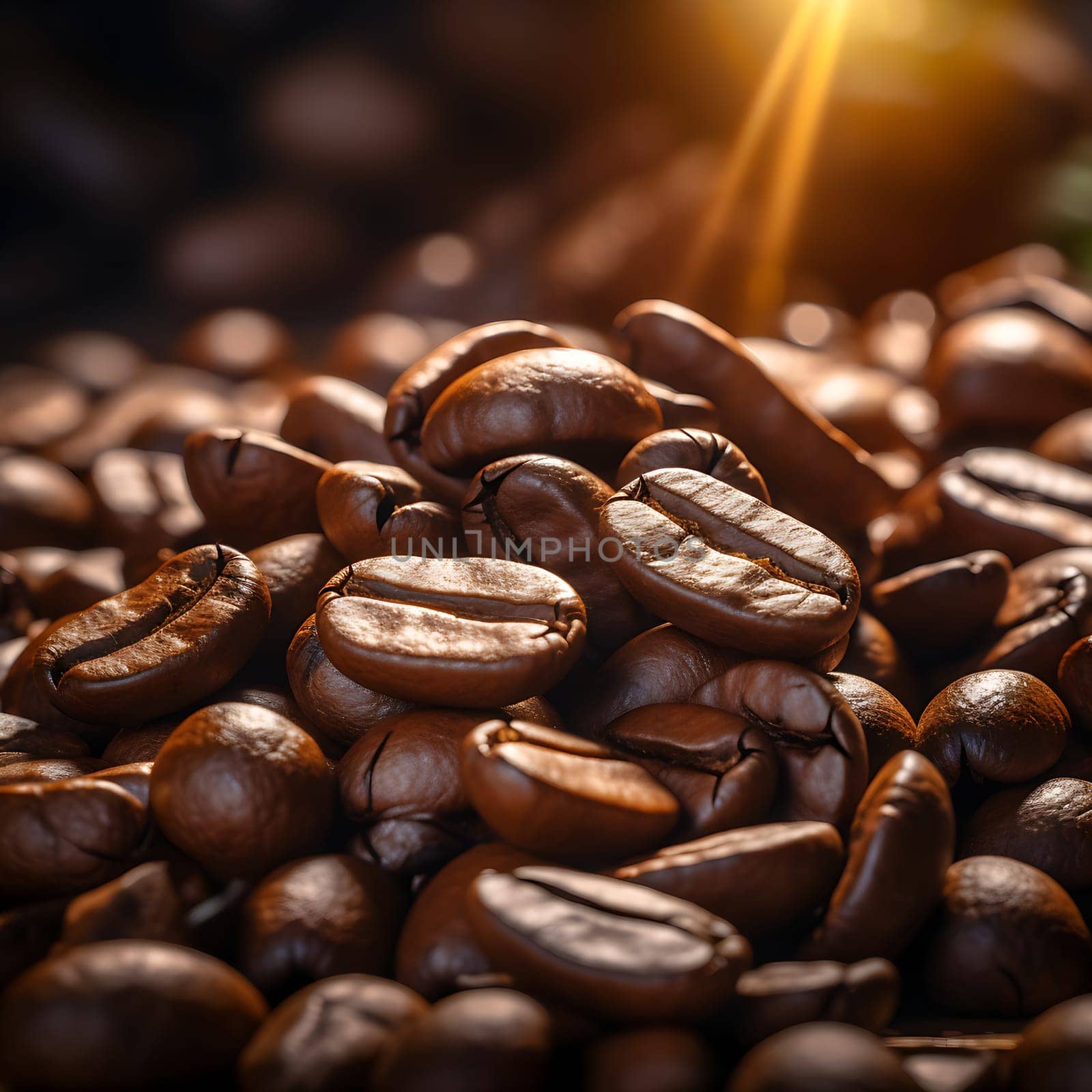 Close-up of coffee beans generated by artificial intelligence