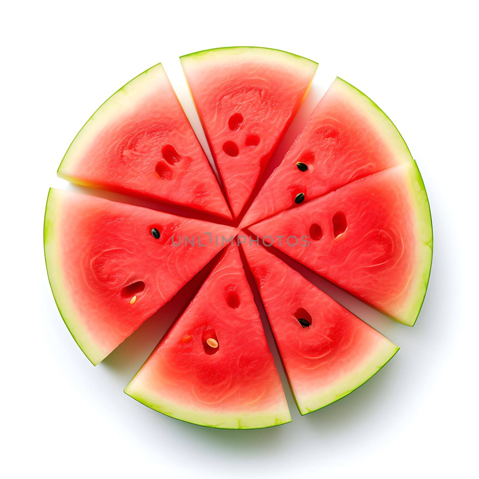Watermelon on a white background generated by artificial intelligence