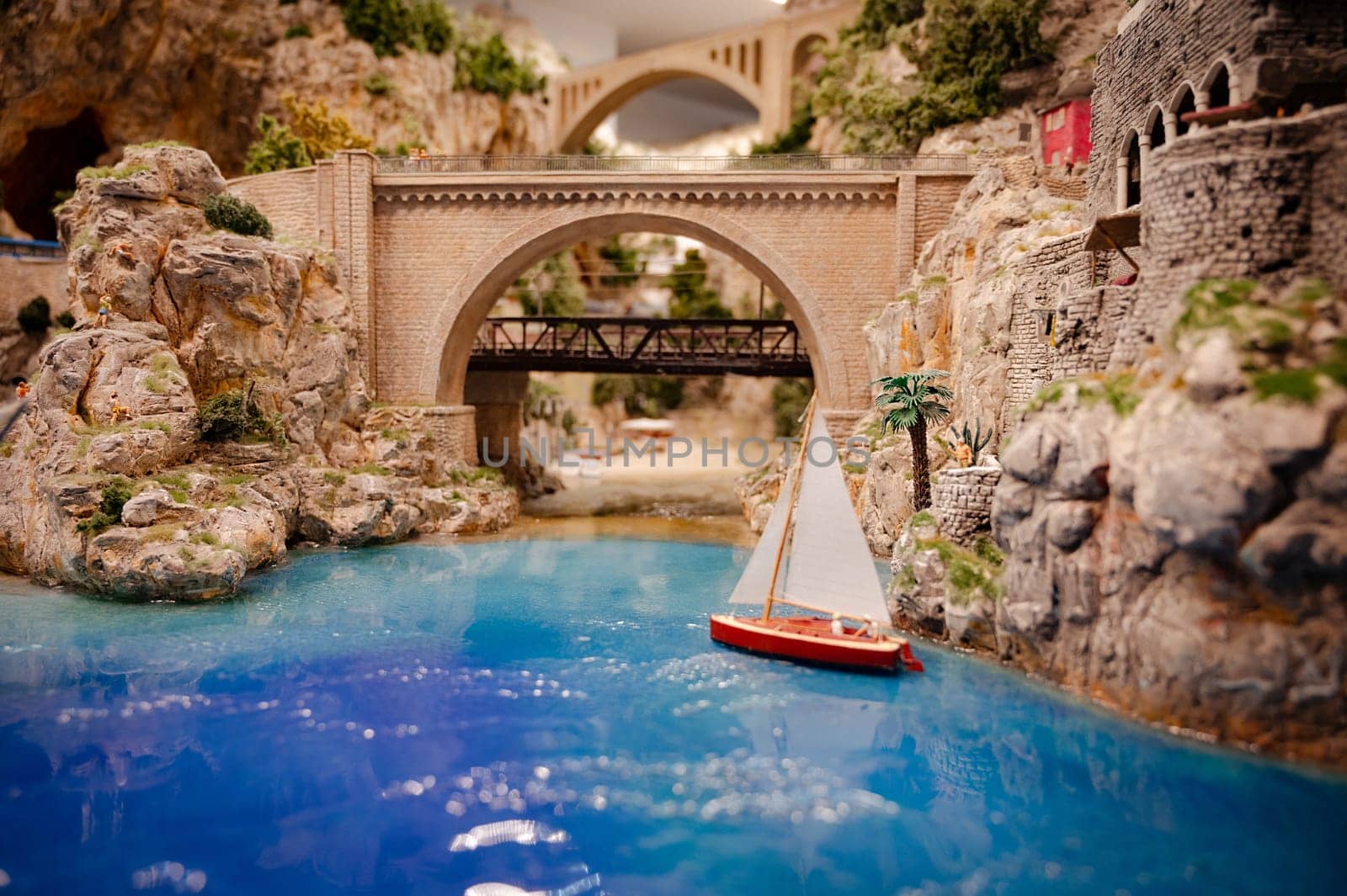 Miniatur Wunderland Hamburg in Germany, river in southern france, museum with miniature model construction of the world , 12.12.2023