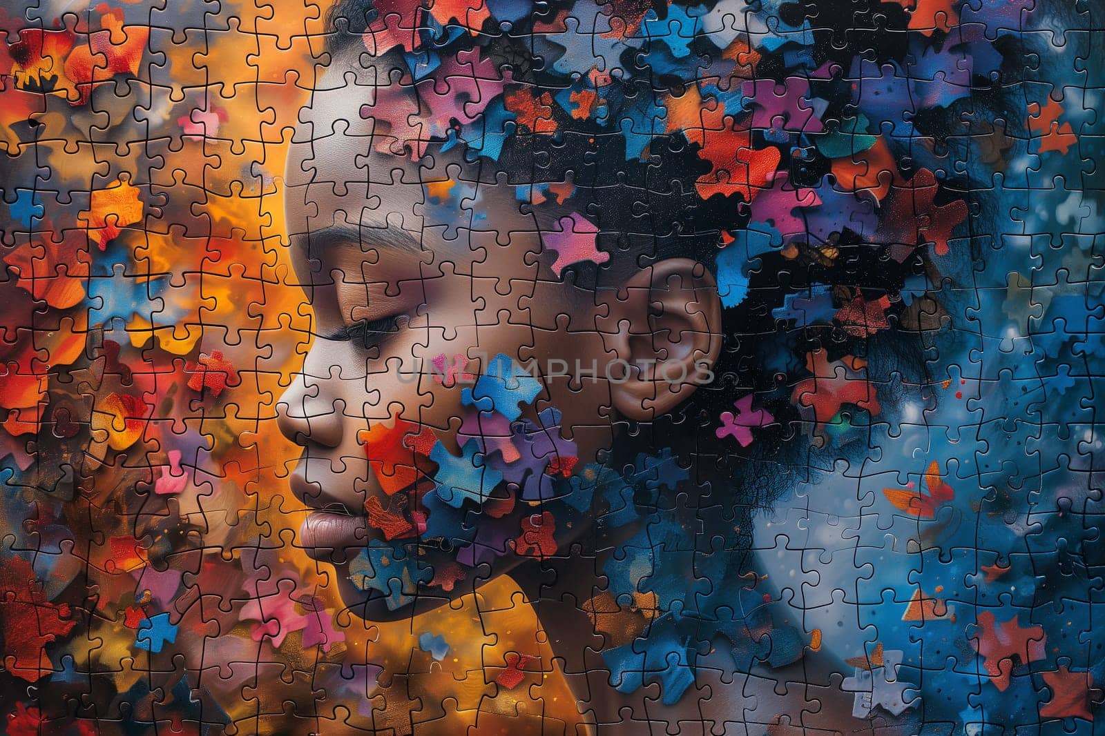 Autism, ADHD, attention deficit hyperactivity disorder, mental health, mind of a child with colorful jigsaw or puzzle pieces