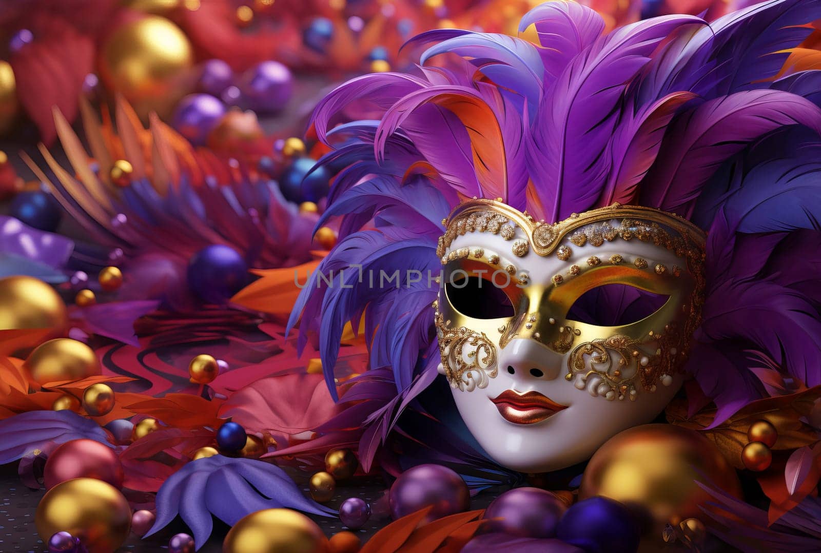 Joyous Mardi gras carnival day. People travel. Generate Ai